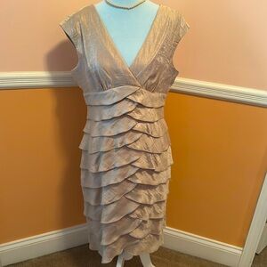Gold sleeveless dress. Almost vintage?? (Late 90s / early 2000s) Tiered skirt